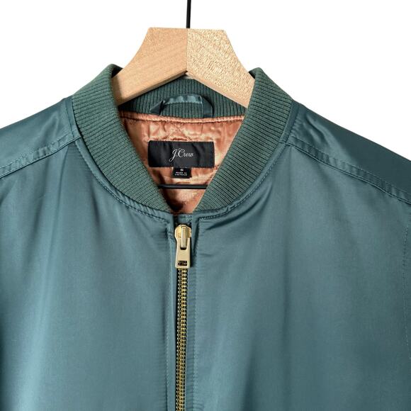 NWOT J.Crew‎ Green Bomber Jacket with Side Zips Quilted Lining, Size Small - Picture 4 of 16